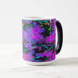 Söt Shock rosa, Magenta och Aqua Blåa blommor Magisk Mugg