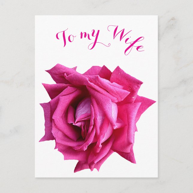 Söt shock rosa ro blommigt Lycklig Valentine kärle Vykort (Framsida)