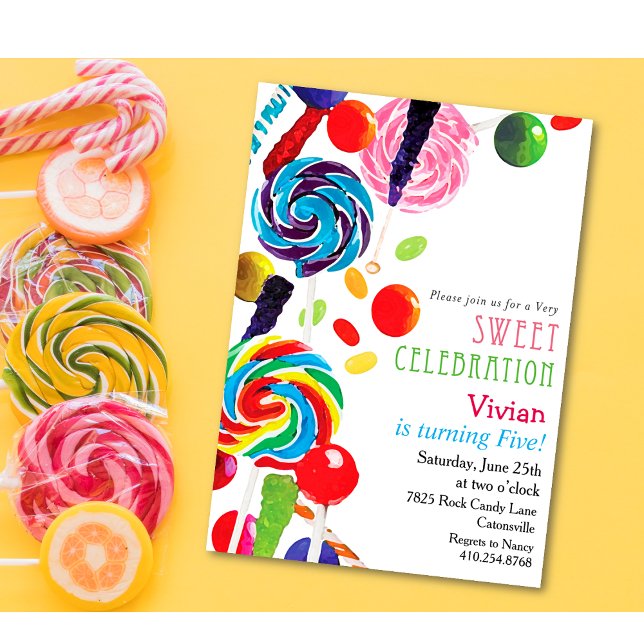 Söt Shoppe Shop Candyland Birthday-inbjudan Inbjudningar (Skapare uppladdad)