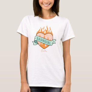 Söt Showgirl Era Anpassat Namn Hjärta T Shirt