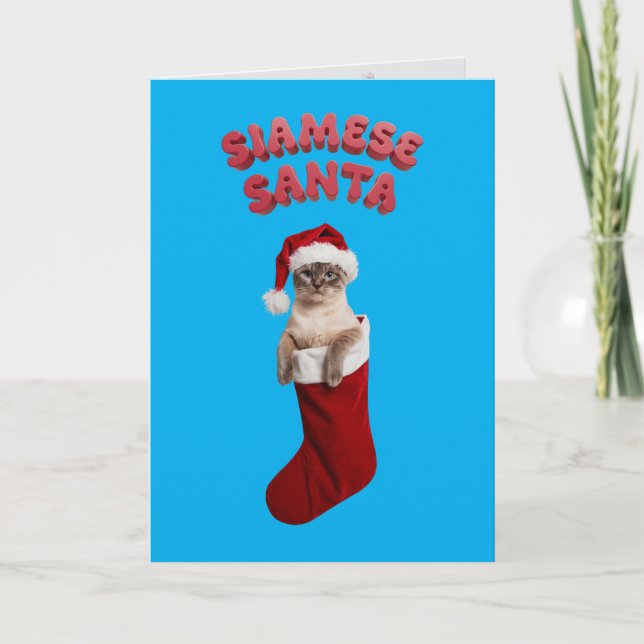 Söt siames katt julhelg kort (Framsida)