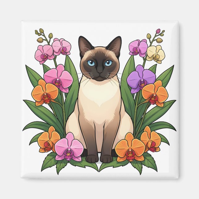 söt siames katt magnet med blå ögon (Framsidan)