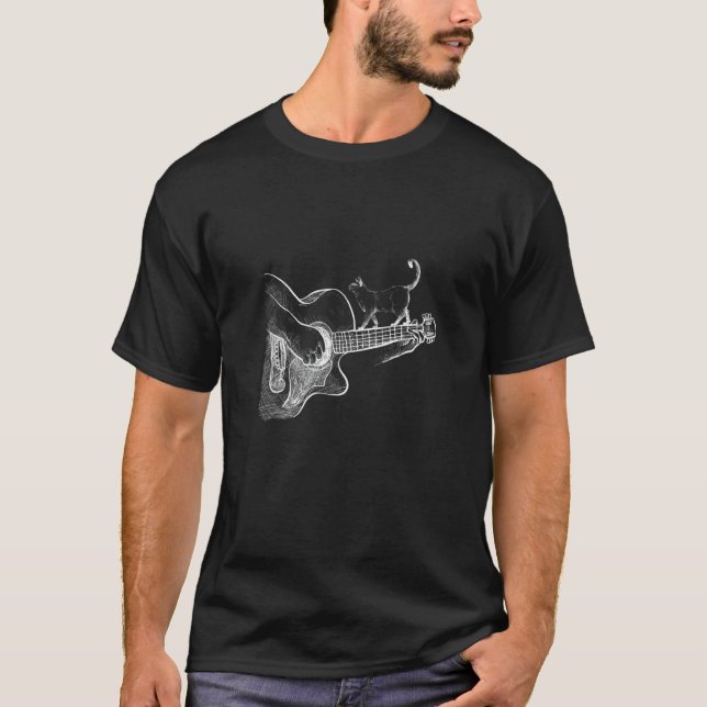 Söt siamesisk katt gitarrspelare t shirt (Framsida)