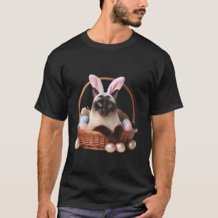 Söt siamesisk katt påskäggsjakt ägare kaninöron t shirt