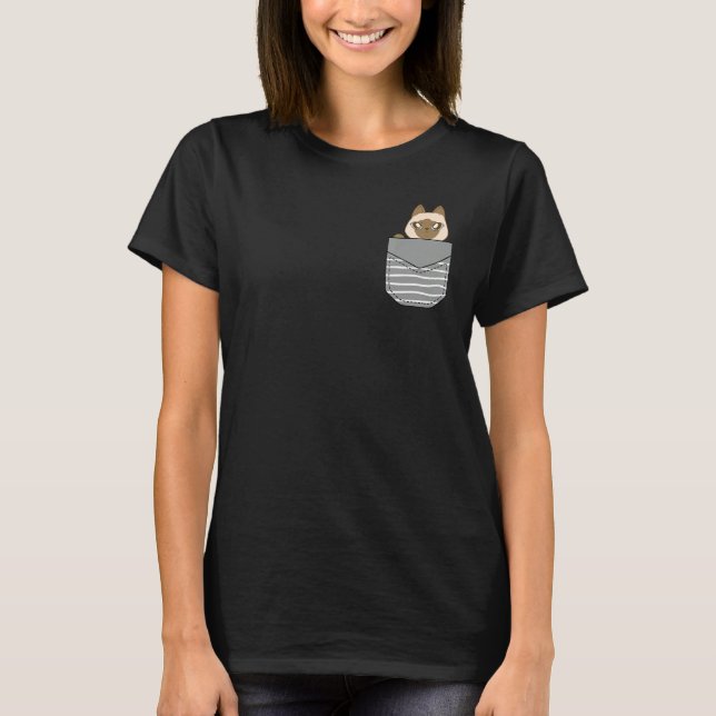 Söt siamesisk kattunge i fickan t shirt (Framsida)