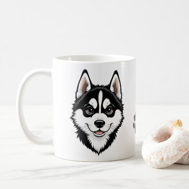 Söt Siberian Husky-valp Kaffemugg (Med munk)