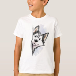 Söt Siberian Husky-valp tittar fram T Shirt