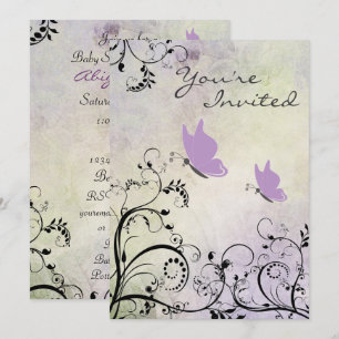 Söt Silhouette Butterfly Baby Shower Inbjudan