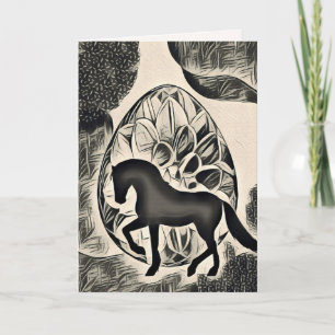 Söt Silhouette Horse och Påskägg Påsk Kort