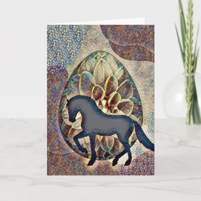 Söt Silhouette Horse och Påskägg Påsk Kort (Framsida)