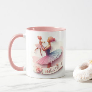 Söt silhouette i akvarell av mamma som ballerina - mugg