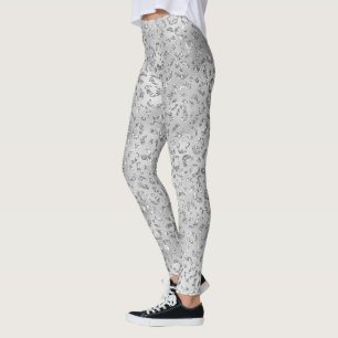 Söt Silver Gepard Leopard Skinn Print Mønster Leggings