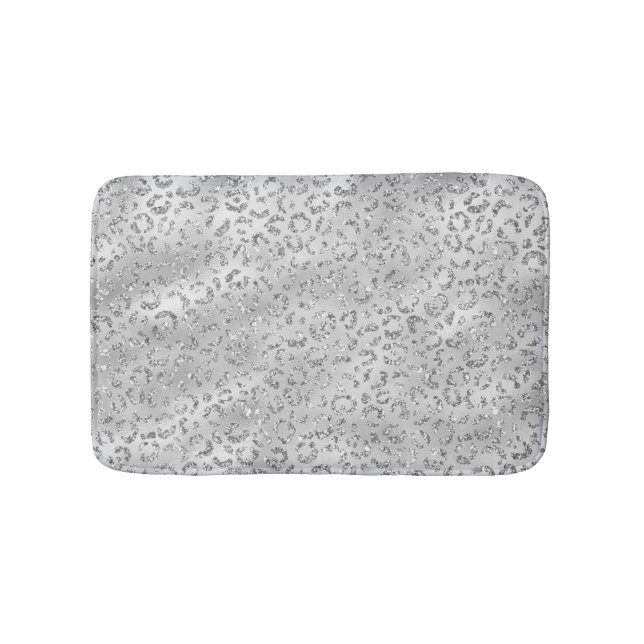 Söt Silver Gepard Leopard Skinntryck Mönster Badrumsmatta (Framsidan)