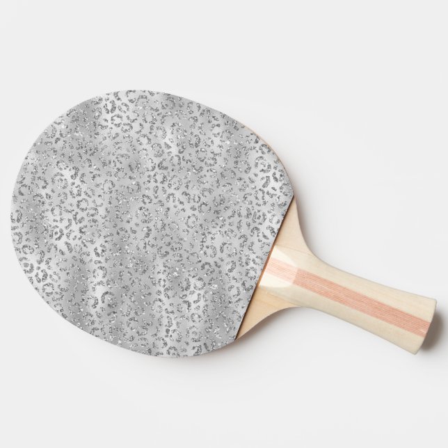 Söt Silver Gepard Leopard Skinntryck Mönster Pingisracket (Sidan)