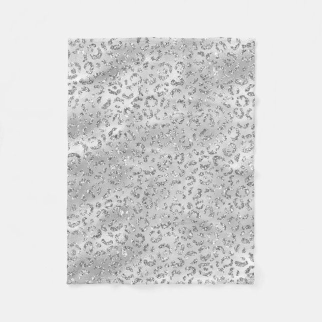 Söt Silver Gepard Leopard Skinntrycksmönster Fleecefilt (Framsidan)