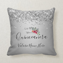 Söt Silver Glitter Quinceañera Dekorativ kudde