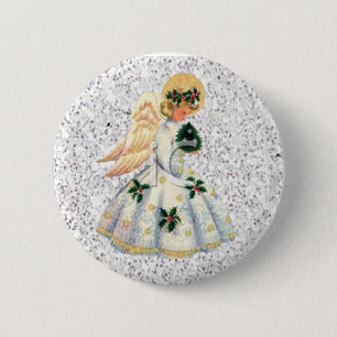 Söt Silver Glittery Angel Julknapp Knapp