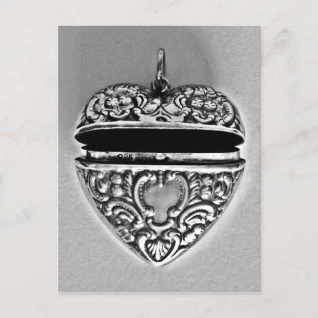 Söt silver hjärta vykort (Framsida)