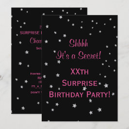 Söt Silver Stars Surprise Birthday Inbjudningar