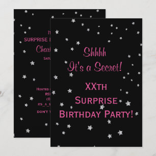 Söt Silver Stars Surprise Birthday Inbjudningar