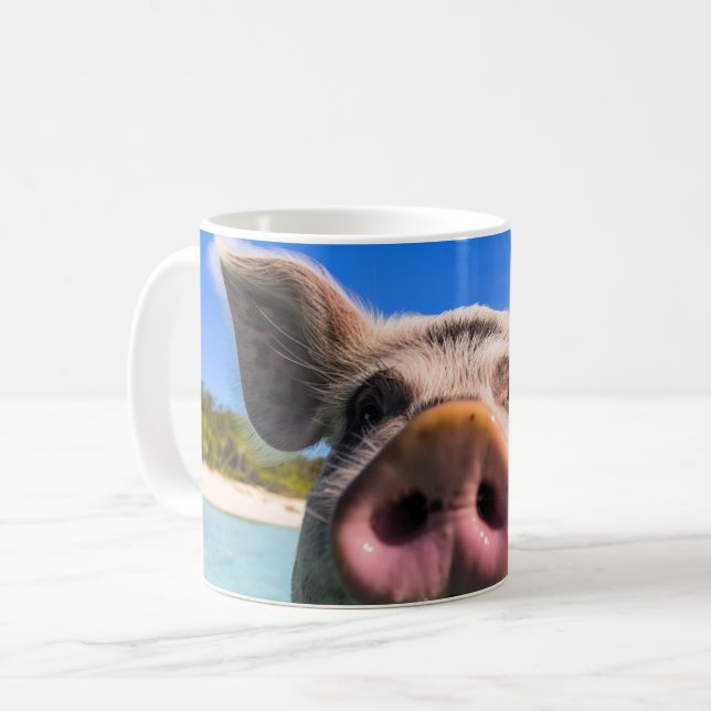 Söt simmande gris Exuma Bahamas Kaffemugg (Framsida vänster)