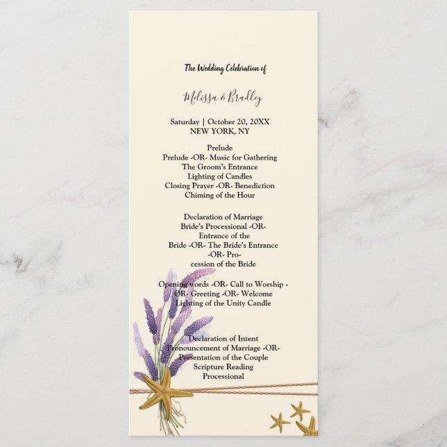 söt Simple starfish ceremony Program (Framsida)