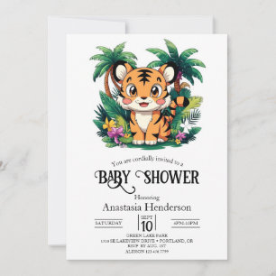 Söt Simple Tiger Digital Baby Shower Inbjudningar