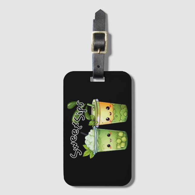Söt Sips Kawaii Bubble Tea Duo Bagagebricka (Framsida vertikal)