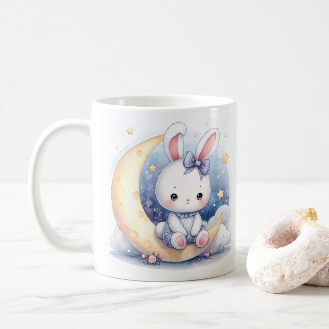 Söt sitta på måne kaffemugg (Med munk)