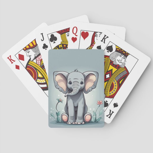 Söt sittande elefant casinokort (Baksidan)