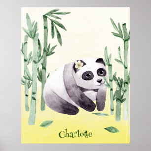 Söt sittande panda poster