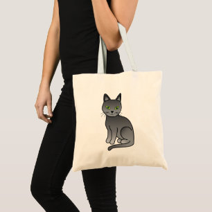 Söt sittande rysk blå katt illustration tygkasse