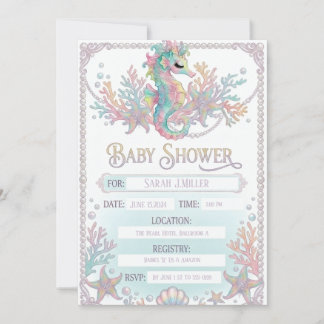 "Söt Sjöhästs-Babyshowerinbjudan Inbjudningar