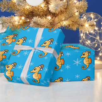 Söt sjöhästs jul snöflinga högtid presentpapper