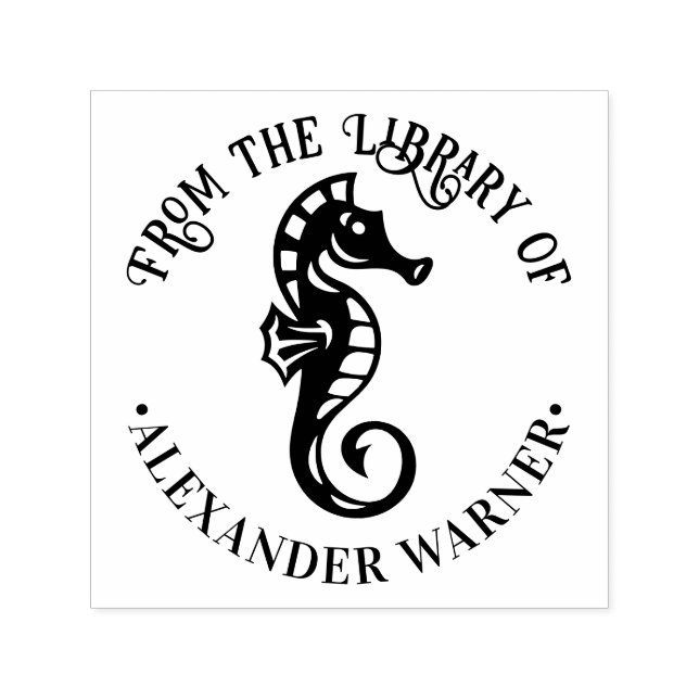 Söt sjöhästsak #4 Oceanstrand-tema Biblioteksbok Självfärgande Stämpel (Design)