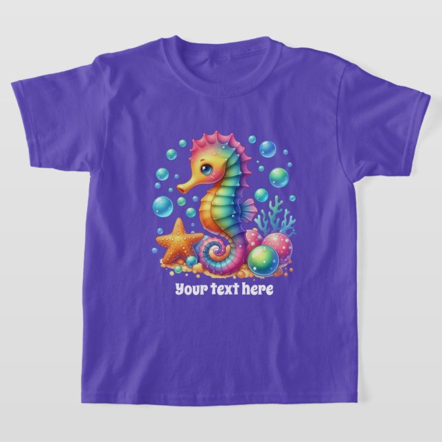 Söt sjöhästsjälv text flickor  t shirt (Laydown)