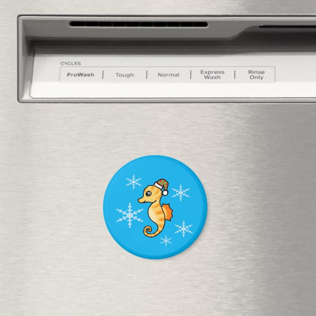 Söt sjöhästsjul snöflinga högtid magnet (In Situ (Dishwasher))