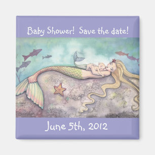 Söt sjöjungfru baby shower spara datum magnet