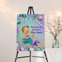Söt sjöjungfru baby shower välkomstskylt 