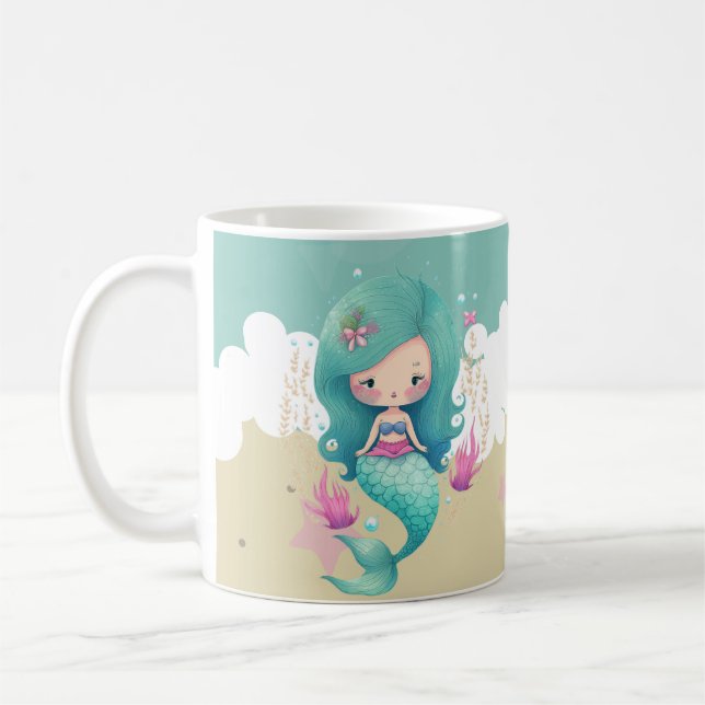 Söt sjöjungfru barnnamn kaffemugg (Vänster)