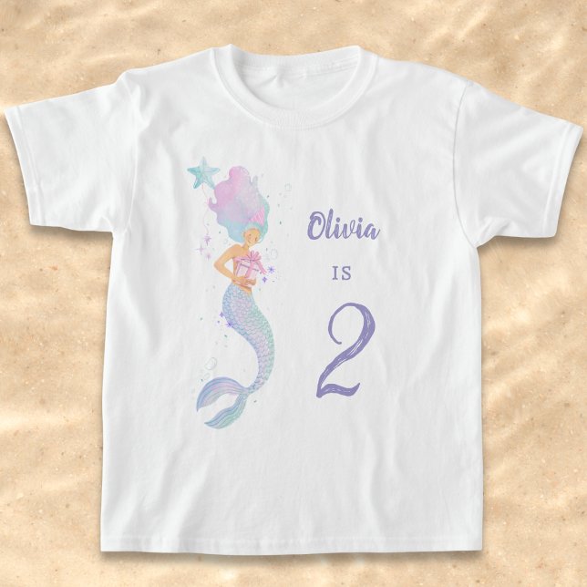 Söt sjöjungfru födelsedags t-shirt för 2-åringar (Skapare uppladdad)