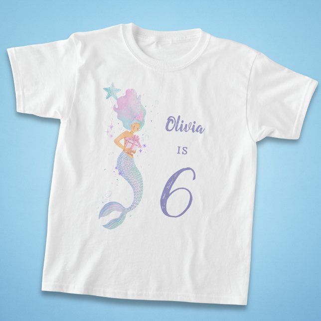 Söt sjöjungfru födelsedags t-shirt för flickor i å (Skapare uppladdad)