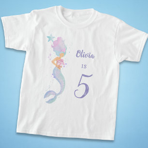 Söt sjöjungfru födelsedags t-shirt för flickor i å