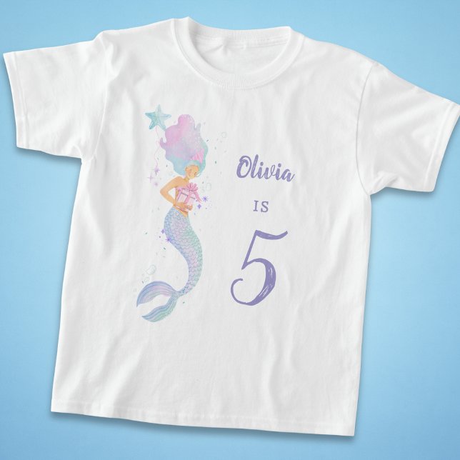 Söt sjöjungfru födelsedags t-shirt för flickor i å (Skapare uppladdad)