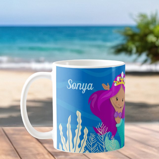 Söt Sjöjungfru Girl Anpassade Kids Beach Kaffemugg (Skapare uppladdad)