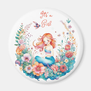 Söt Sjöjungfru Girl Girl Baby Shower Det är en fli Magnet