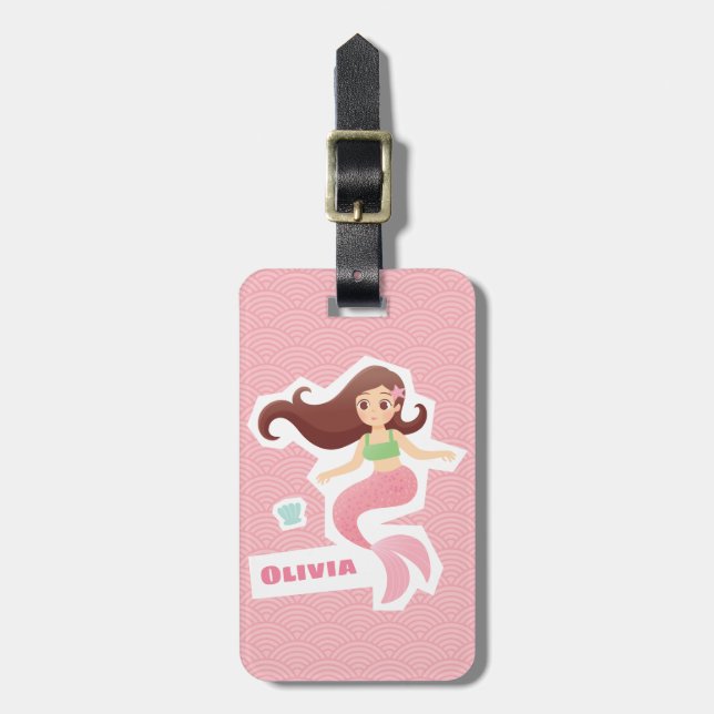 Söt Sjöjungfru Girl Personlig Travel Bagagebricka (Vertikal Framsida)