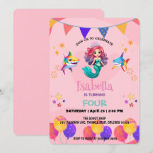 Söt sjöjungfru haj regnbåge färgglad födelsedagsfe