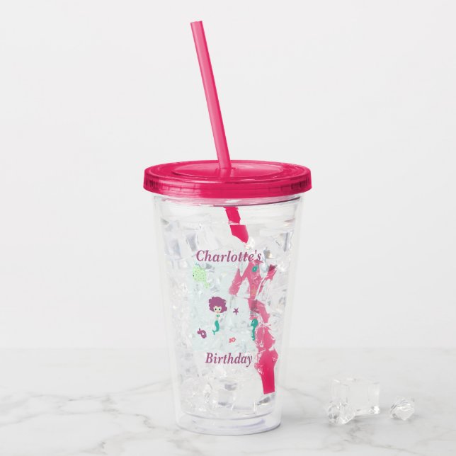 Söt sjöjungfru havsliv fisk namn på blå take away mugg (Framsida Ice)