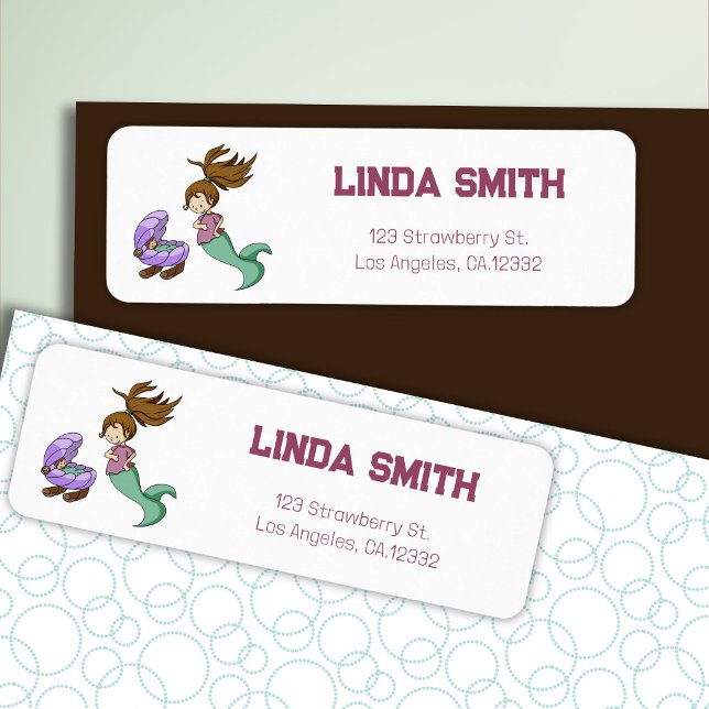 Söt sjöjungfru Ny baby returadress Etikett (Skapare uppladdad)